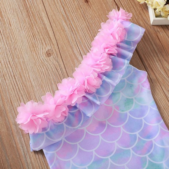 Mermaid Girls Purple Ruffle Swimsuit - Picture 2 of 7